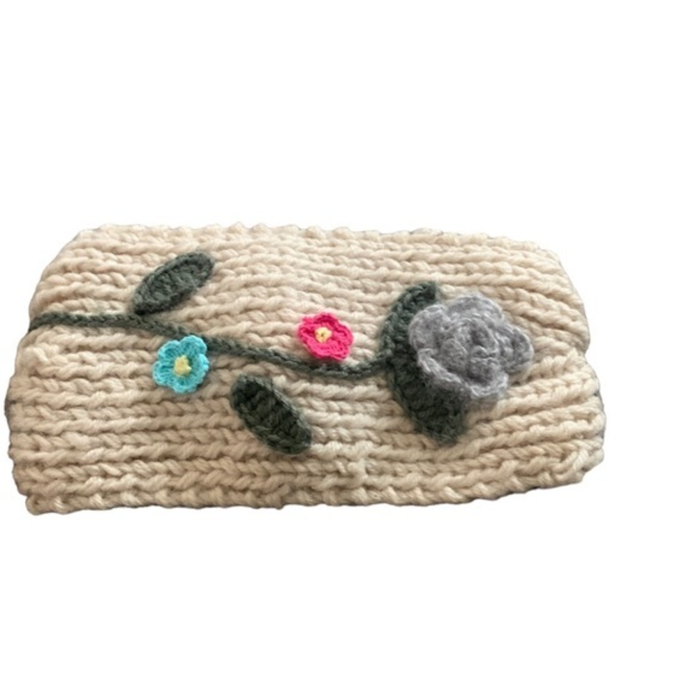 Women Chunky Knitted Head Hair Band Wrap Floral